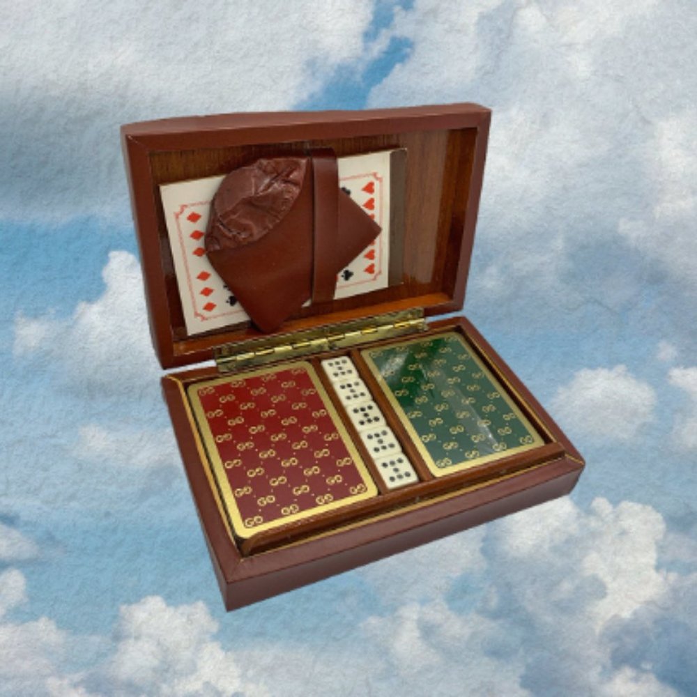 Vintage 60's GUCCI Wooden Card Set and Box